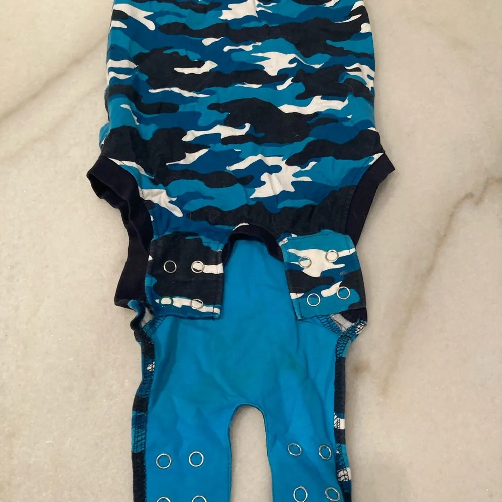 Dog Recovery Suit - Blue Camo - size small